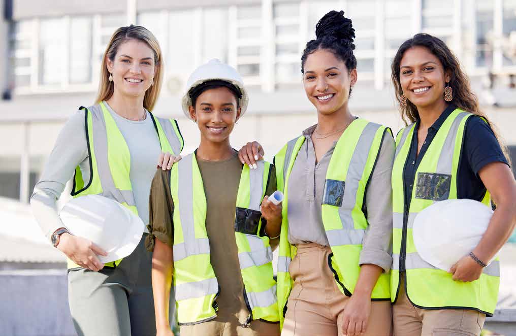 Group of women in construction gear